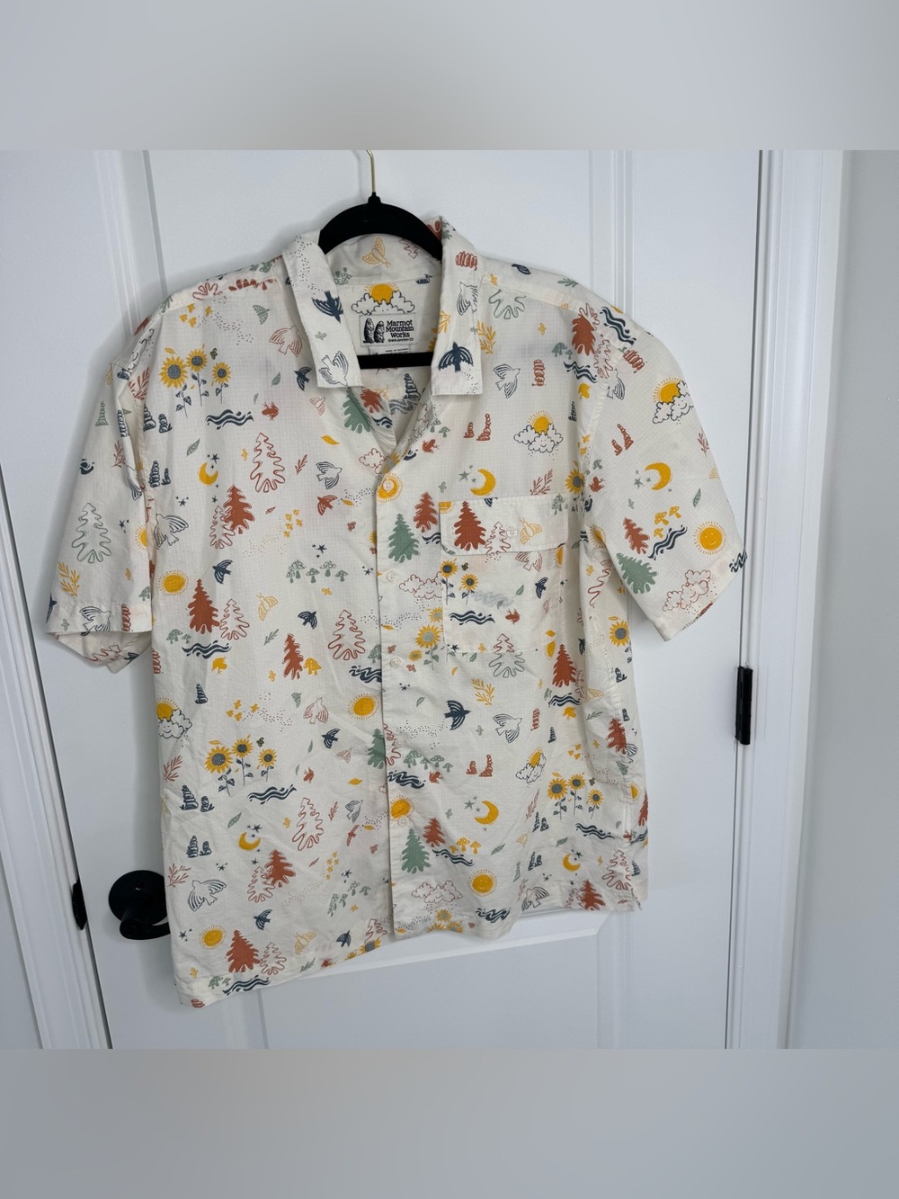 Marmot Men’s Muir camp novelty Short Sleeve Printed Camp Shirt large